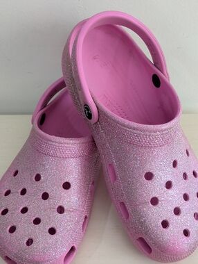 Crocs Pink Glitter Sandals Size 11 ladies